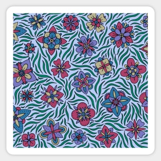 Blue, Red, and Beige Flowers Sticker